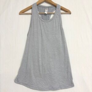 Yogalicious Tank Top Women M Gray Split Tie Back Racerback Workout‎ Yoga Running